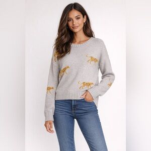 Rails Size L Perci Cotton & Cashmere Leopard Jungle Crewneck Knit Sweater